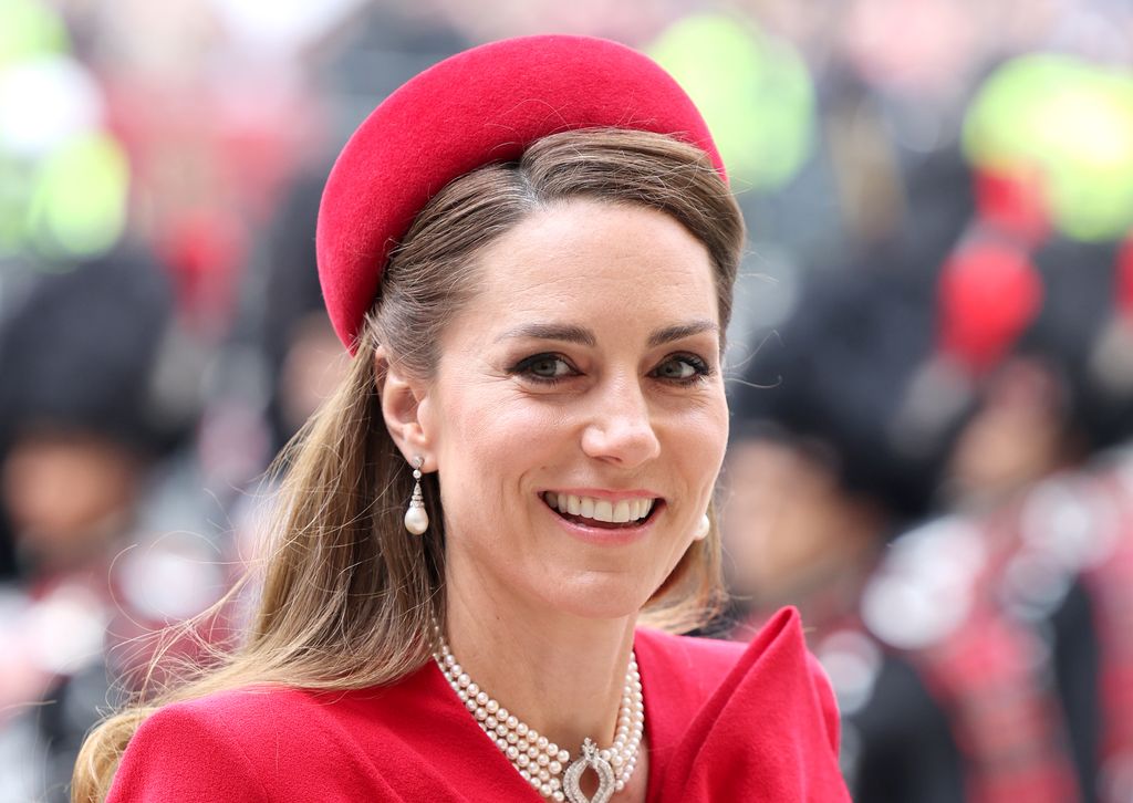 Catherine, Princess of Wales attends the annual Commonwealth Day Service of Celebration at Westminster Abbey on March 10, 2025 in London, England