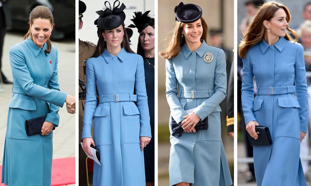 kate middleton con abrigo azul de alexander mcqueen