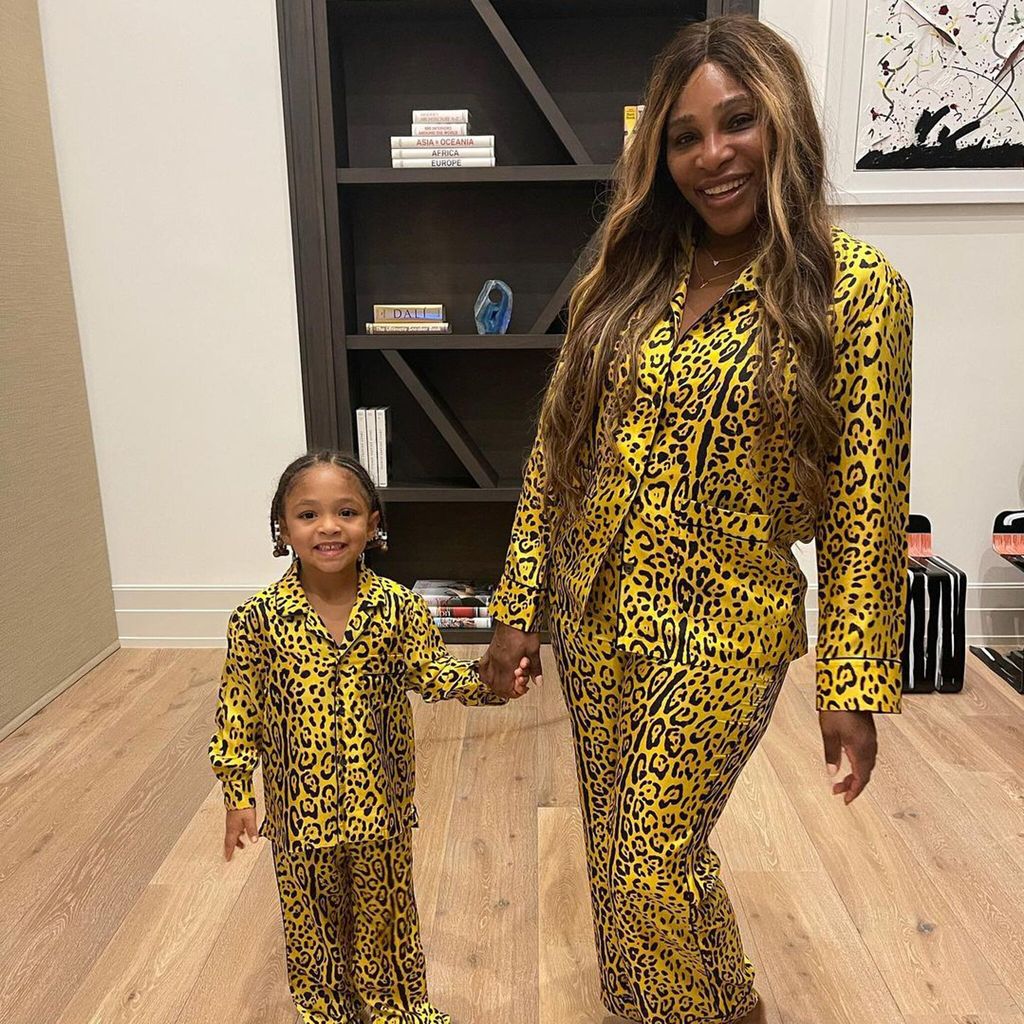 Serena Williams and Olympia wear matching pajamas