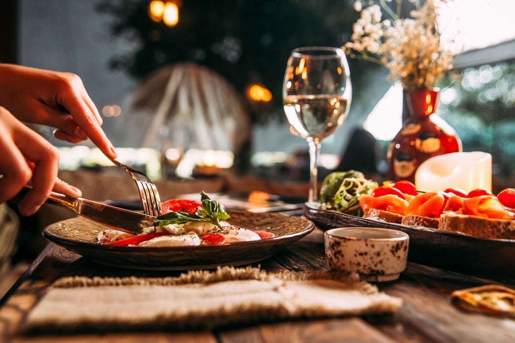 Comida italiana en un restaurante