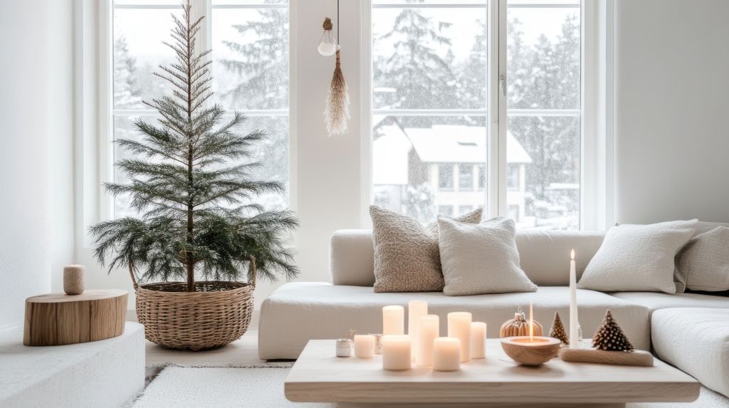 Salón navideño con velas