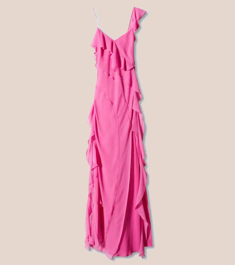 vestido fuscia mango