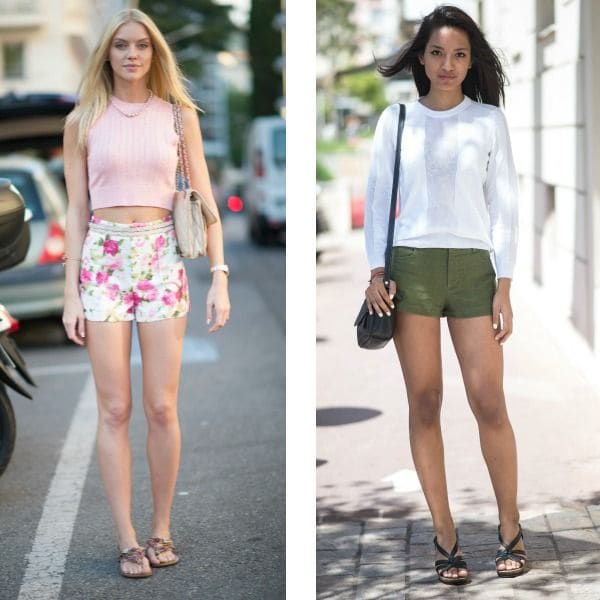 Streetstyle en el Festival de Cannes, con camisa blanca y shorts en caqui de Zara.
