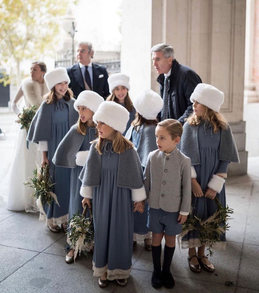 Niños de arras bodas de invierno gorro pelo