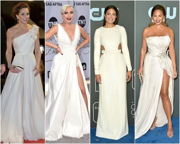 Kate Middleton, Lady Gaga, Mandy Moore y Chrissy Teigen con vestidos bancos
