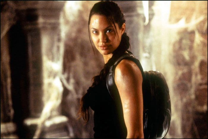 Imagen de Angelina Jolie durante una secuencia de Tomb Raider