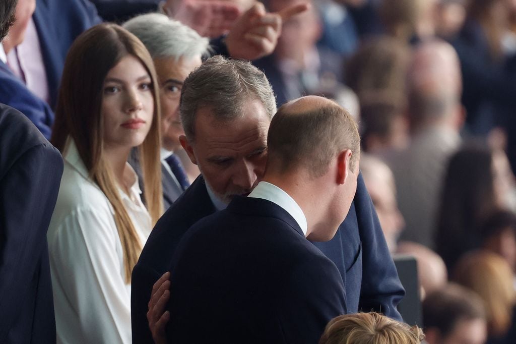 El rey Felipe VI con la infanta Sofía y el príncipe Guillermo  en la final de la Eurocopa el 14 de julio de 2024