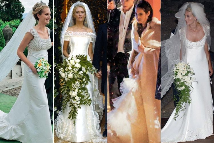 Las tres hermanas de Beatrice se vistieron de Valentino en su gran día - todas ellas con Diseños escotados, con manga y detalles en el cuerpo y en el bajo de la falda-, también lo hizo Tatiana Santo Domingo en la boda religiosa con Andrea Casiraghi
