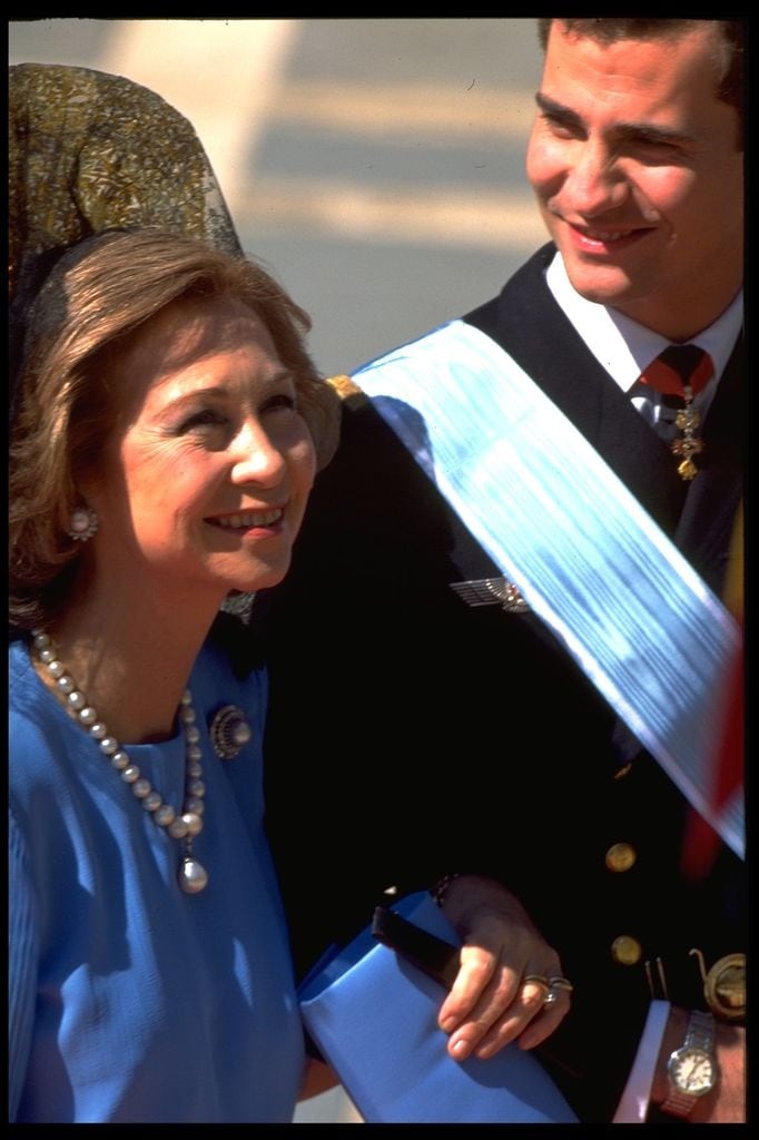 La reina Sofía en la boda de la infanta Elena