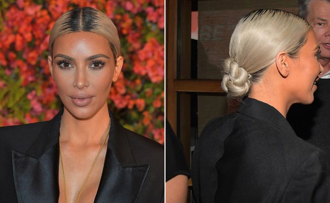 Kim Kardashian: moño pulido bajo