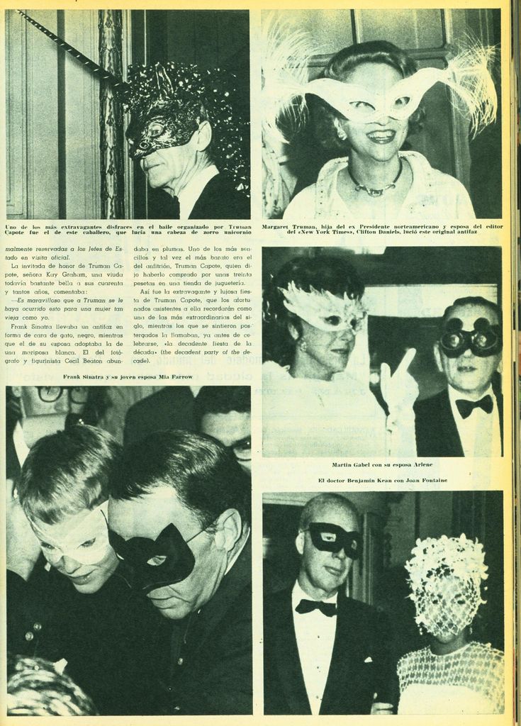 Diciembre 1966. Fiesta - Baile máscaras organizada por Truman Capote. PDF Hola 1163.