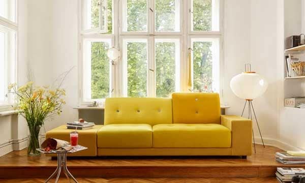 Este sofá amarillo es toda una declaración primaveral. Se trata de Polder Sofa, de Hella Jongerius para Vitra (vitra.com), un clásico que estrena imagen.
