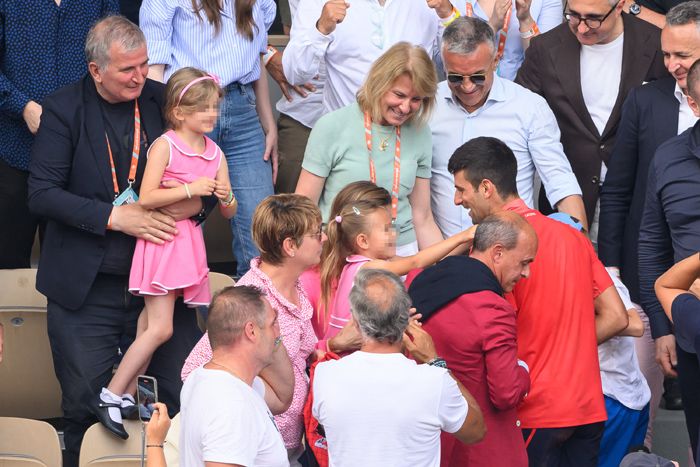 Novak Djokovic con su familia en Roland Garros