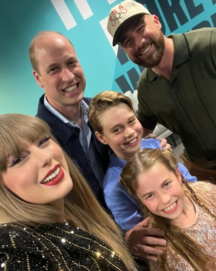 William, George y Charlotte con Taylor Swift y su novio Travis Kelce