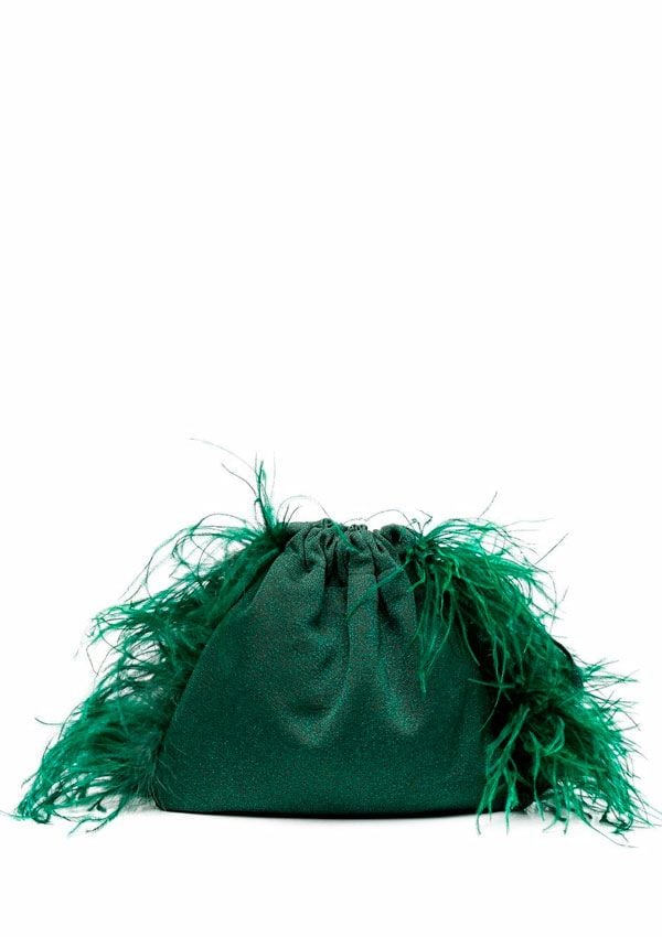 bolso verde plumas farfetch