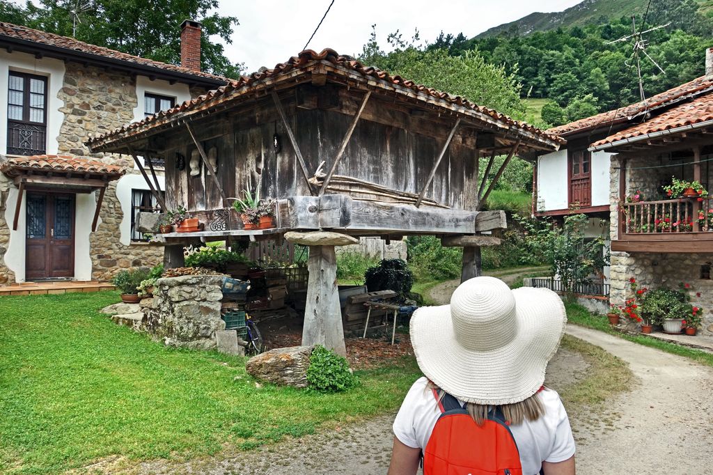 Castaños de la Pesanca, uno de los 26 hórreos de Espinaredo, pueblo próximo al área recreativa de la Pescanca, Asturias