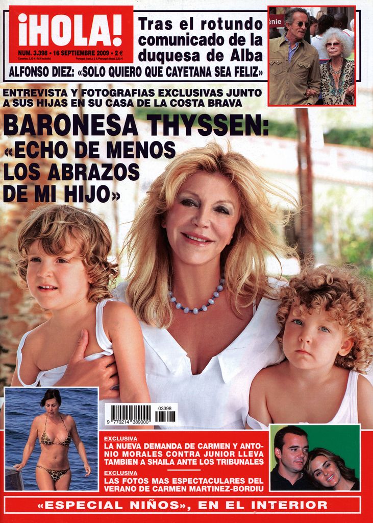 La baronesa Thyssen con sus hijas en una portada de ¡HOLA!