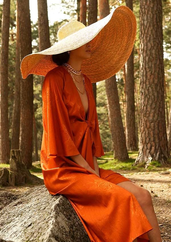 vestido kimono naranja