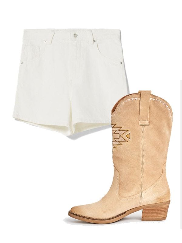 short blanco botas