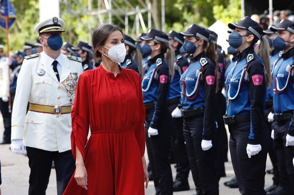 Queen Letizia in her red Ferragamo dress