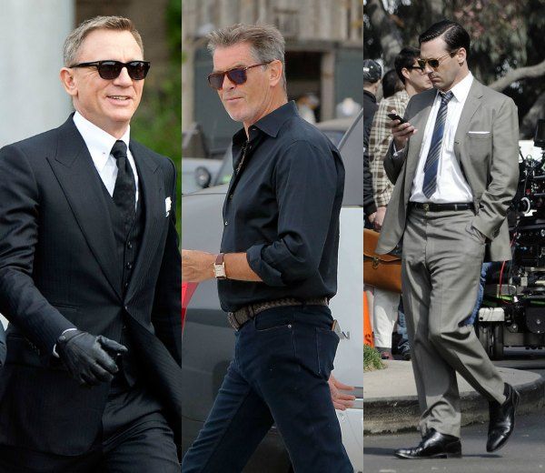 Los trajes de los hombres americanos de los años 60 son algo más holgados que los que suele llevar James Bond en pantalla, siendo el esmoquin el 'look' más icónico del espía.
