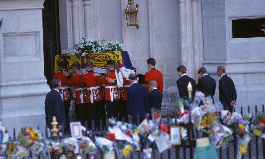 Royal Family Walking Behind Diana\'s Casket