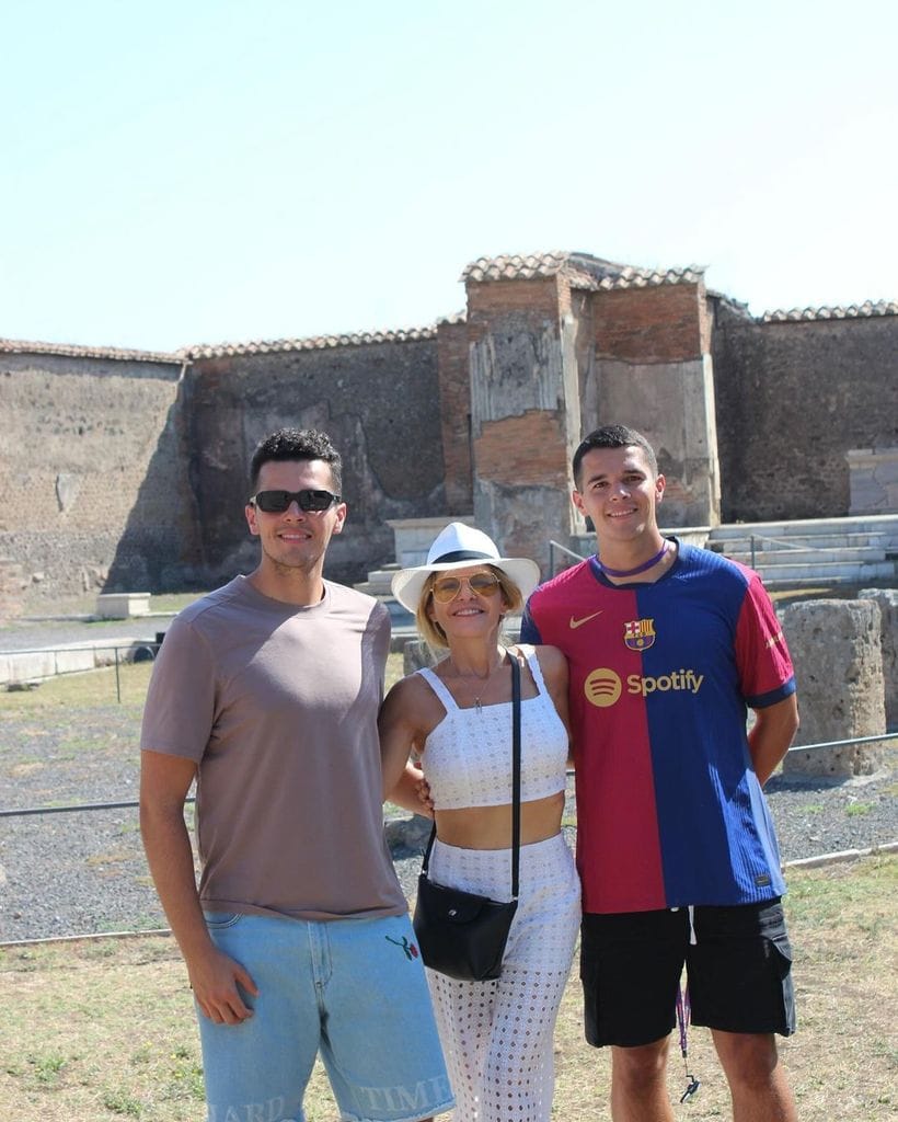 La familia visitó la antigua ciudad romana de Pompeya