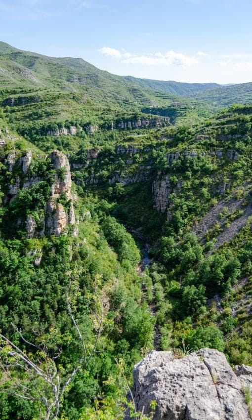 Panorámica del Cañón del río Leza en primavera, La Rioja