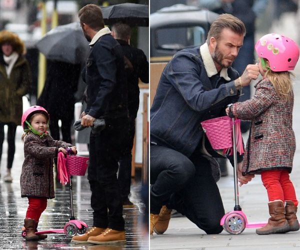 Durante todo el paseo, David estuvo atento de que su pequeña estuviera con el abrigo cerrado, el casco bien sujeto e incluso atento a algo que parecía haber caído sobre la carita de Harper
