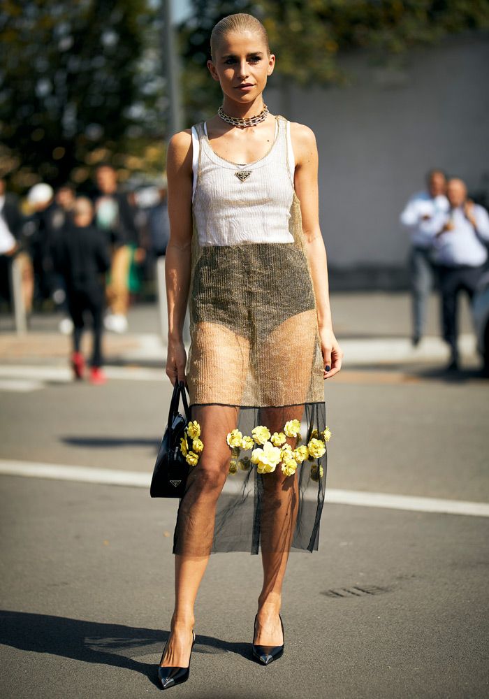 tank top blanco vestido transparente flores a