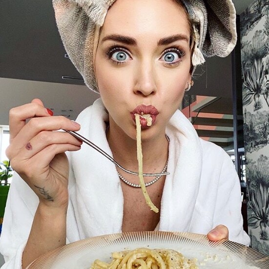 Chiara Ferragni pasta carbonara