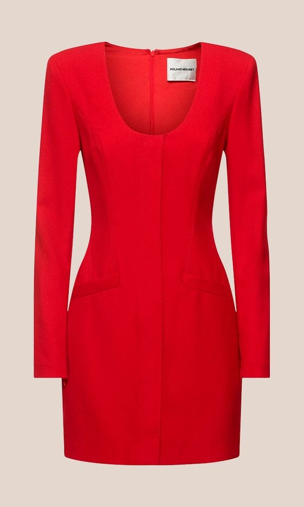 Vestido corto rojo de manga larga de Roland Mouret