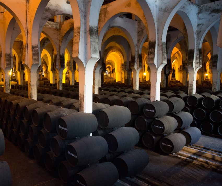 Sala de botas de Bodegas Fundador