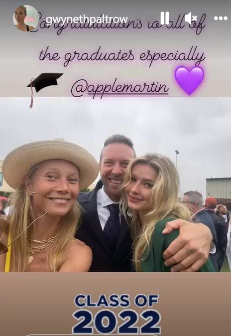 Gwyneth Paltrow y Chris Martin en la graduación de su hija Apple