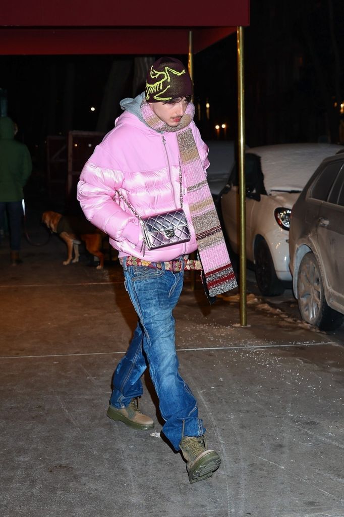 Timothée Chalamet luce un bolso Chanel mientras visita a sus amigos en Nueva York