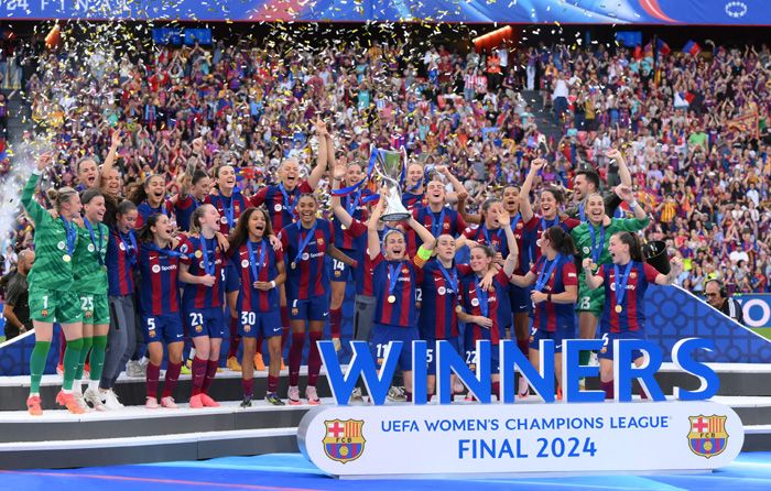 Celebración de las chicas del Barça