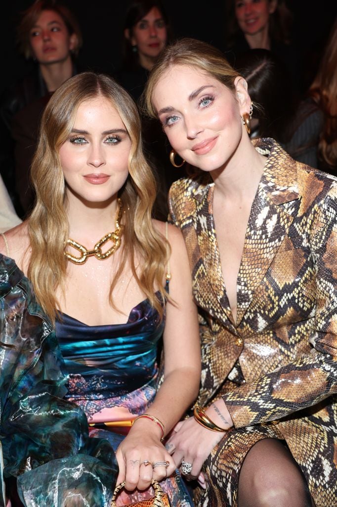 Valentina Ferragni and Chiara Ferragni  attend the Roberto Cavalli fashion show during the Milan Fashion Week - Womenswear Fall/Winter 2025/2026 on February 27, 2025 in Milan, Italy. (Photo by Daniele Venturelli/WireImage)