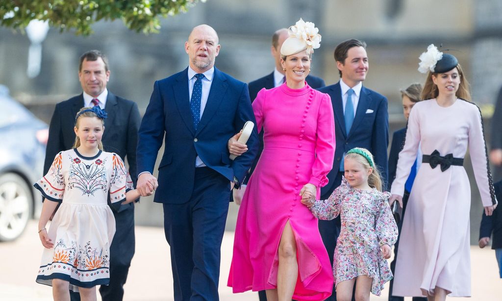 mike and zara tindall brought their daughters mia and lena tindall to the service 