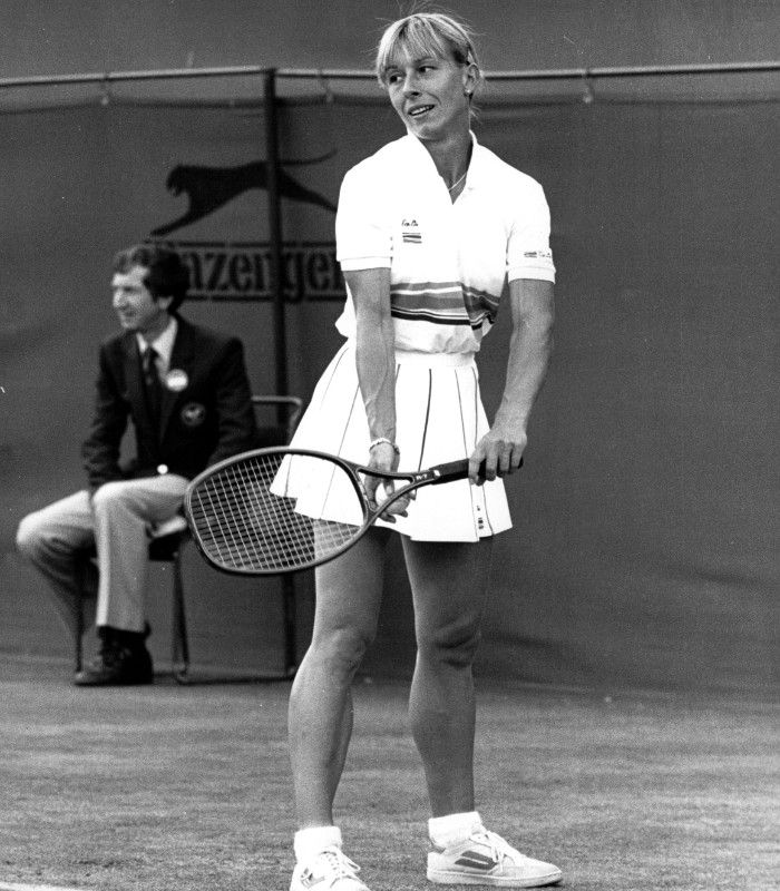 La extenista Martina Navratilova durante un partido de tenis en Wimbledon