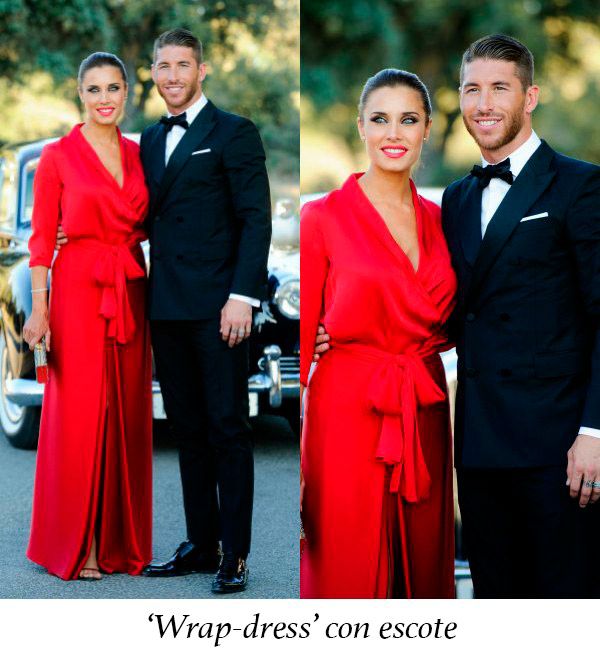 Pilar Rubio se convirtió en la invitada del año en 2014 gracias a este imponente vestido de color rubí, que llevó a la boda entre Vania Millán y René Ramos.
