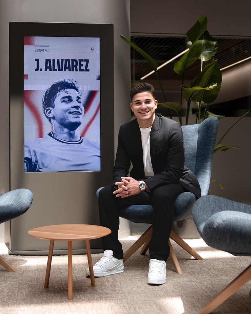 Julián Álvarez en su presentación del Atlético de Madrid