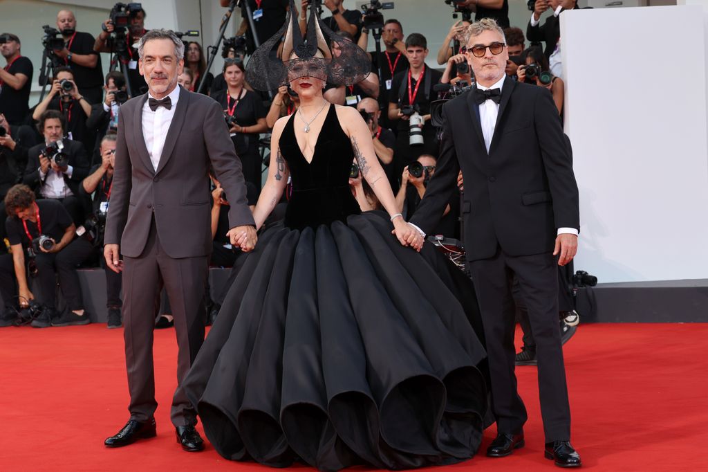 Todd Phillips, Lady Gaga y Joaquin Phoenix en el estreno de Joker: Folie Ã  Deux en el festival de cine de Venecia, septiembre de 2024