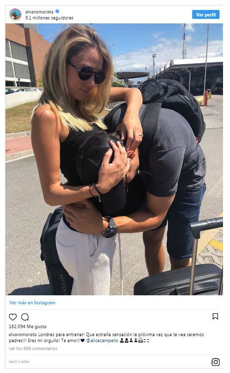 La preciosa despedida de Álvaro Morata y Alice Campello antes de ser padres 