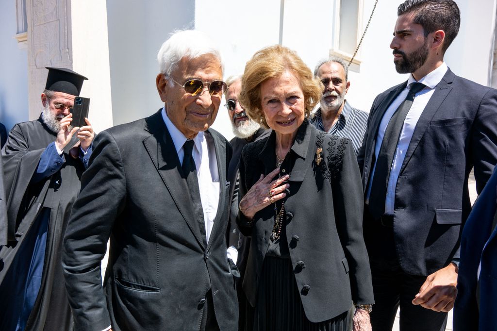 La reina Sofía en el funeral de Miguel de Grecia el 1 de agosto de 2024