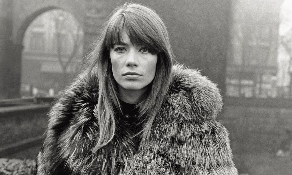 Francoise Hardy with a fur coat