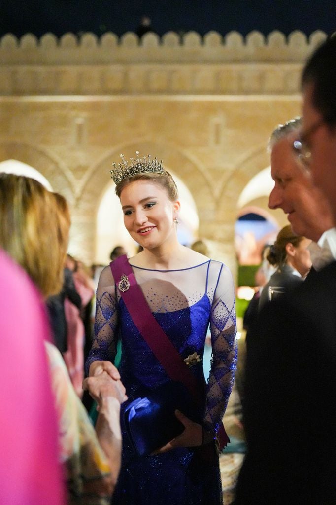 Crown Princess Elisabeth of Belgium during weeding of Al Hussein bin and Rajwa Al Saif  in Amman, on June 01, 2023