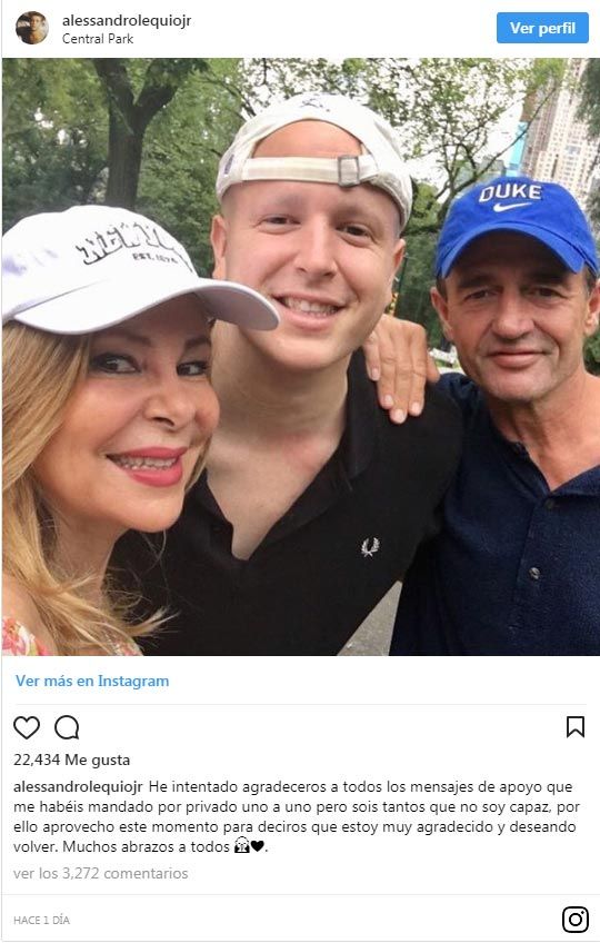 Álex Lequio y sus padres Ana Obregón y Alessandro Lequio