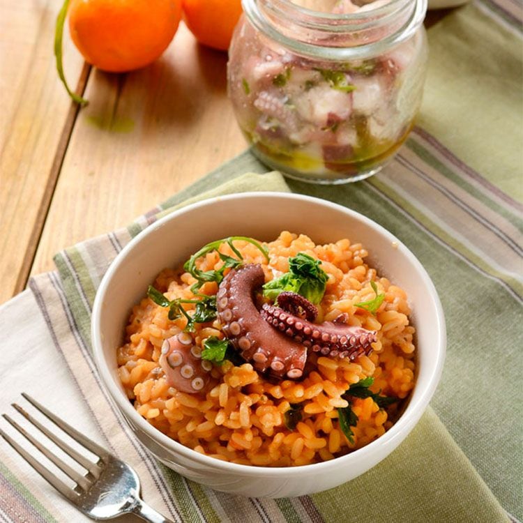 'Risotto' de pulpo y mandarina