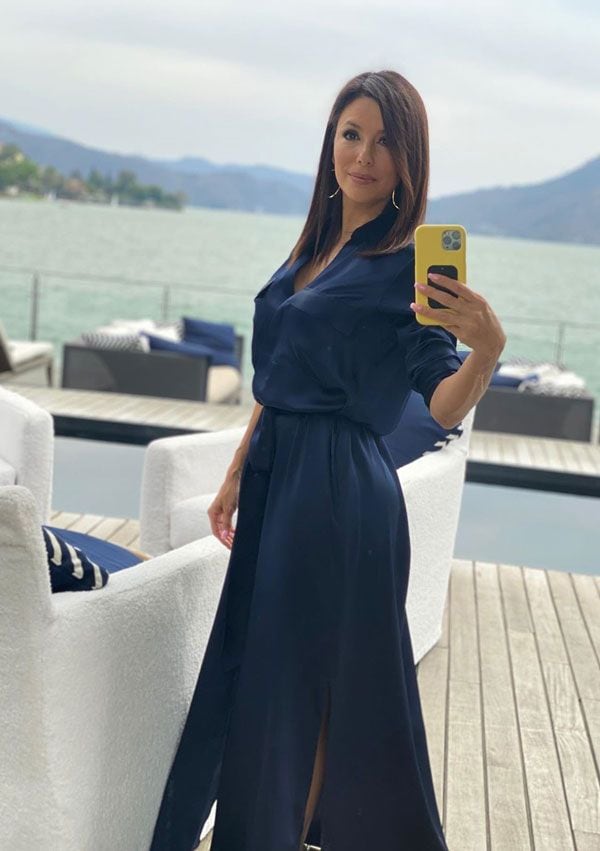 Eva Longoria con vestido azul