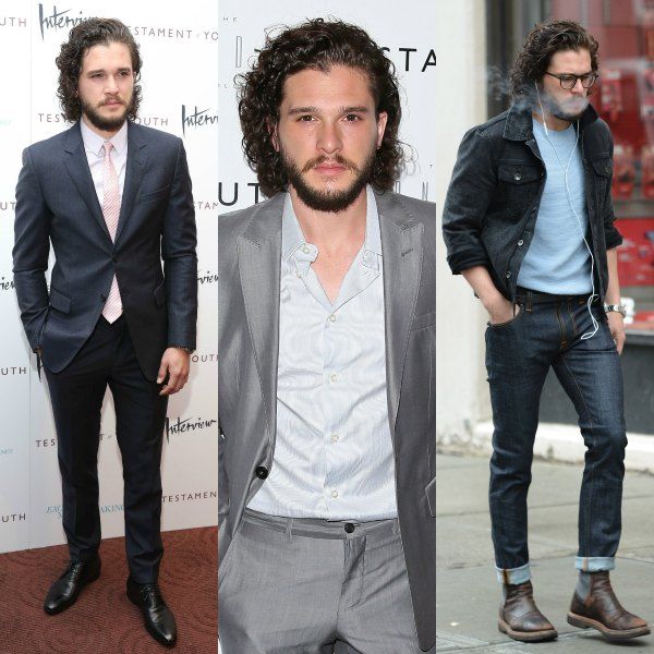 Tercer acierto de Kit Harington: estilismo de día con double denim, bota Chelsea y jersey de punto.
